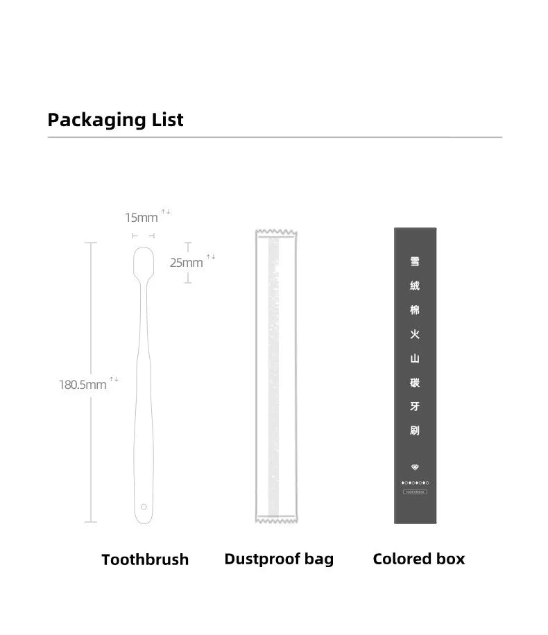 Volcanic charcoal soft toothbrush with ultra-fine bristles for eco friendly oral care
