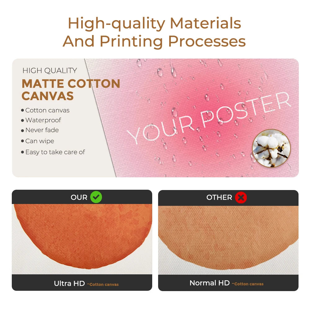 Set of three modern wall art prints featuring 8 ball, typography and graphic design displayed in a living room setting