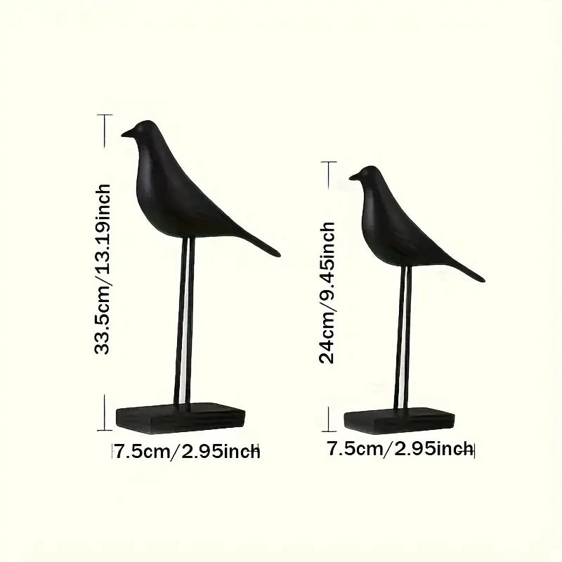 Nordic Resin Bird Statue – Modern Black Decorative Sculpture
