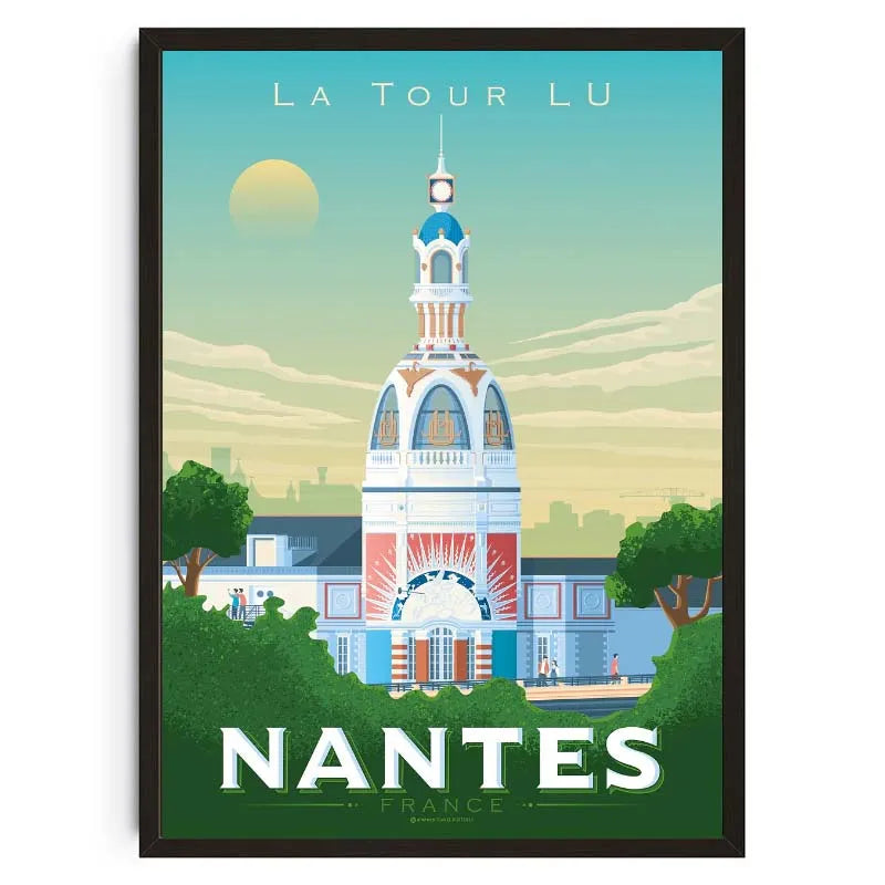 Poster of La Tour Lu in Nantes with a green border