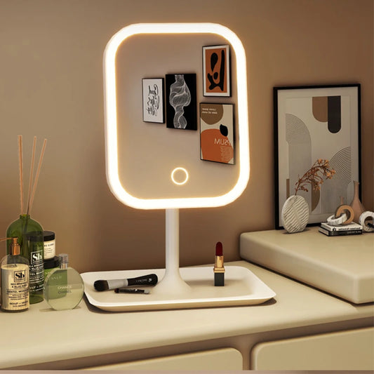 Modern LED Makeup Mirror – Touch Vanity Mirror with 3-Color Adjustable Light