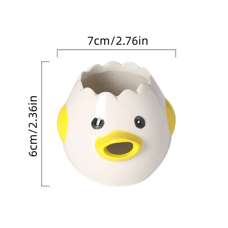 Small duck-shaped object with measurements on a white background