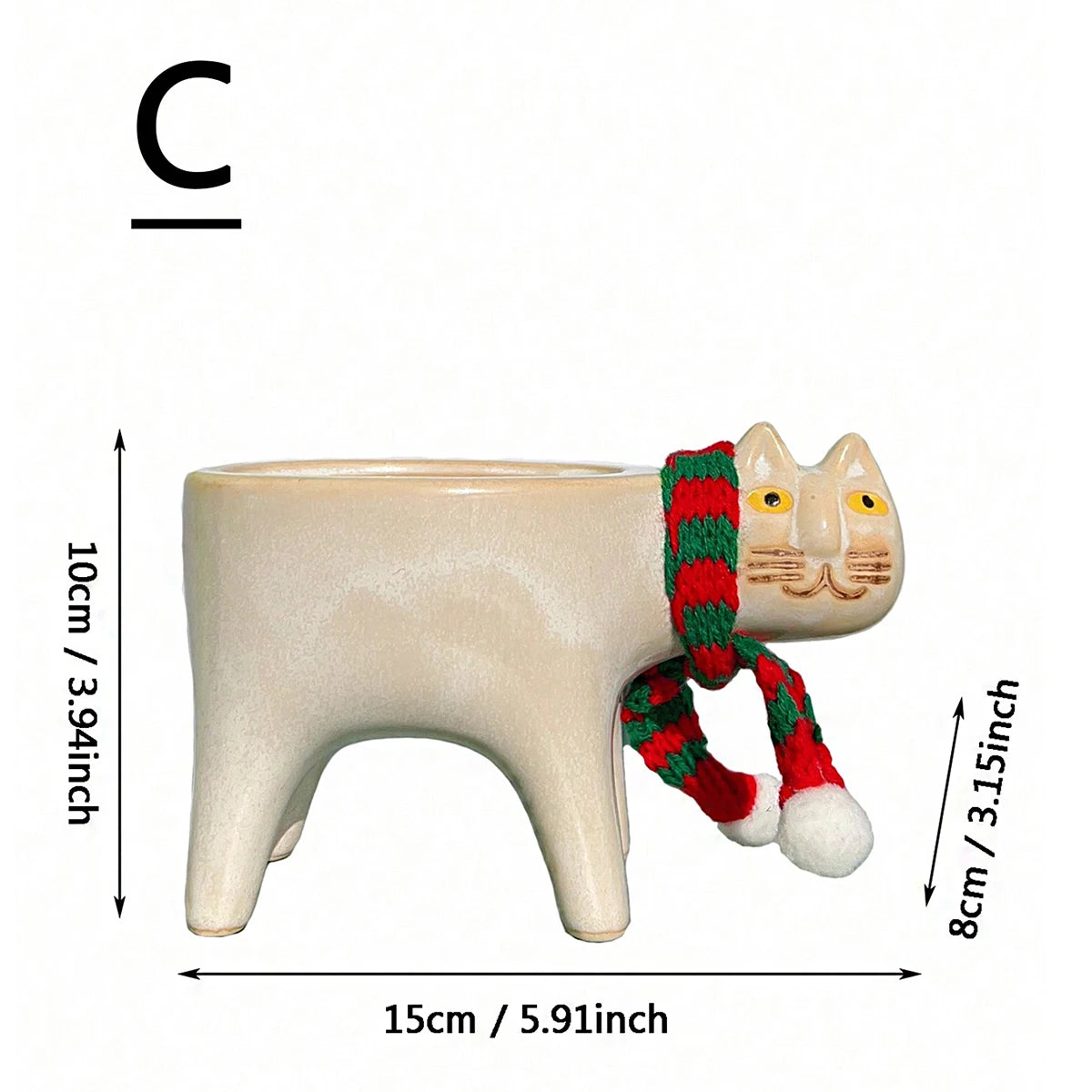 off white ceramic cat planters size guide