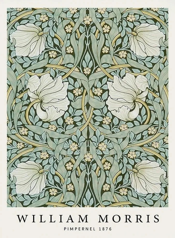 Decorative pattern with floral design and 'William Morris' branding