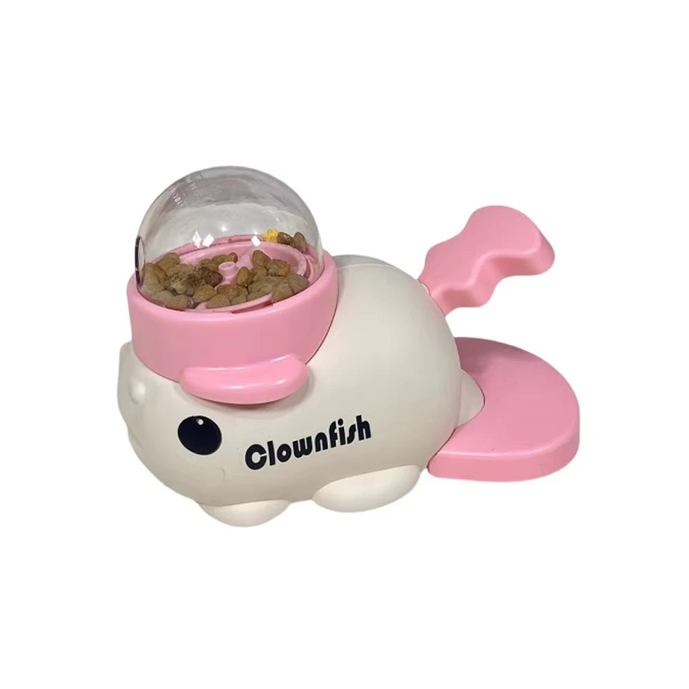 Toy fishbowl with pink and white design labeled 'Clownfish' on a white background