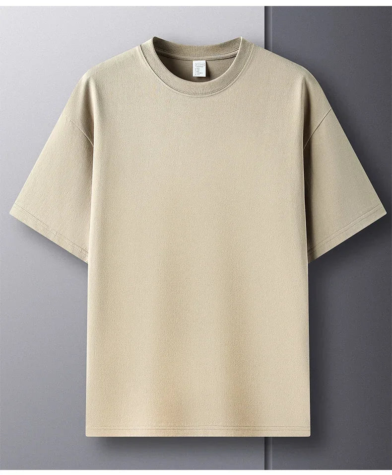 Beige t-shirt on a gray background
