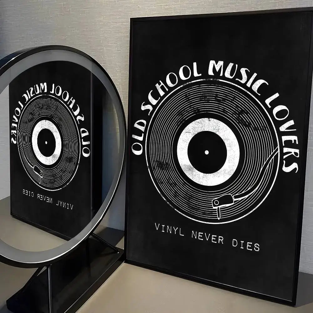 Vinyl record design with 'Old School Music Lovers' text on a black background