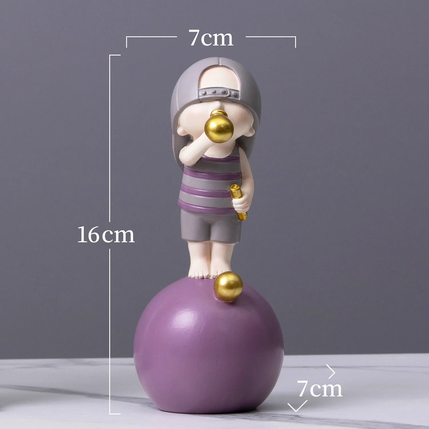 Decorative figure with measurements on a gray background