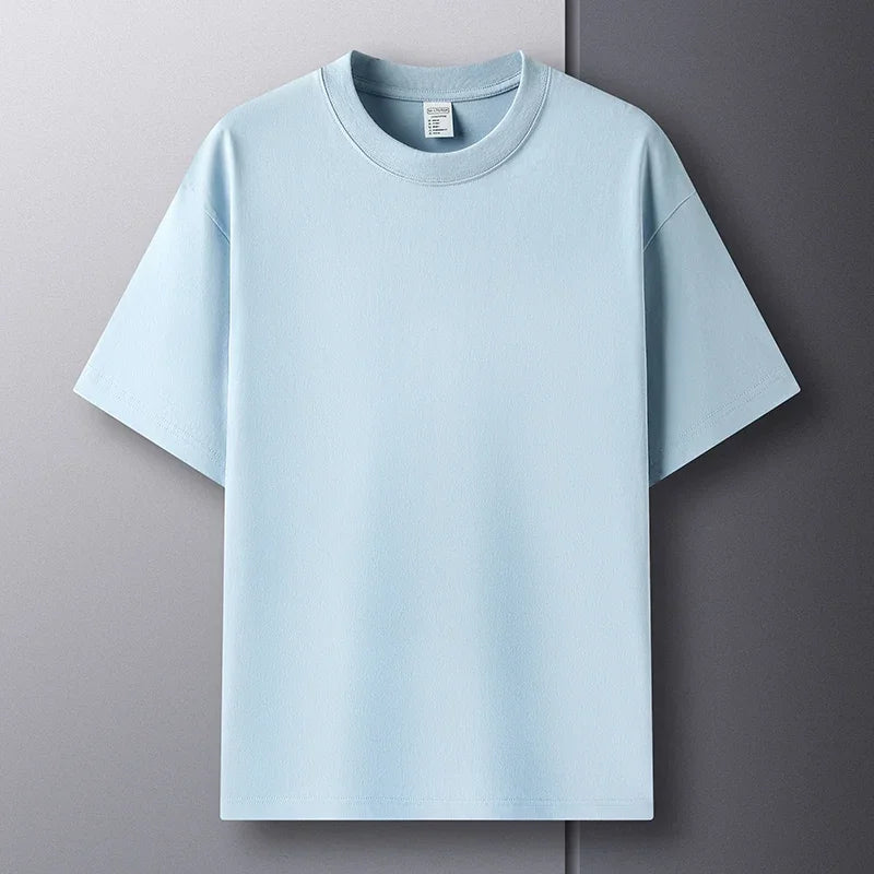 Light blue t-shirt on a gray background