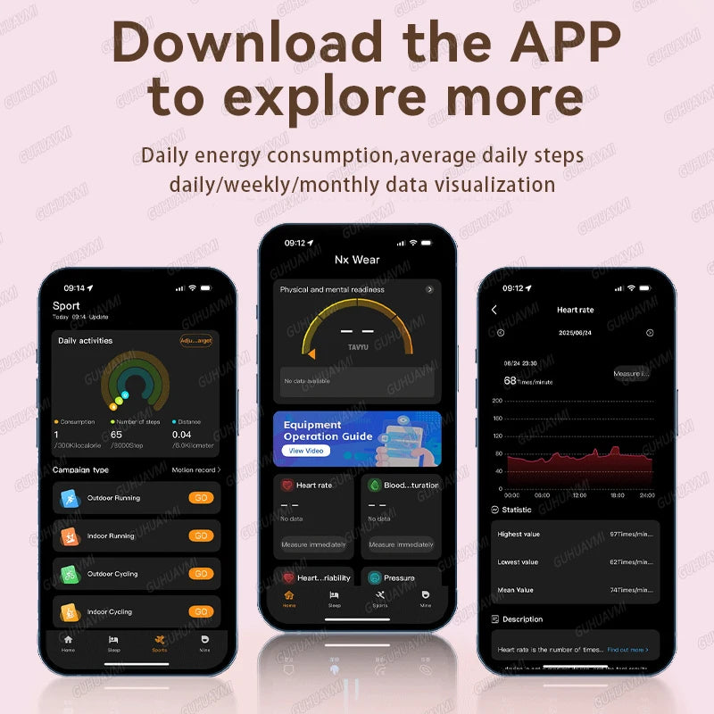 Smart fitness bracelet in gold and white, showing slim touchscreen and silicone/mesh straps.