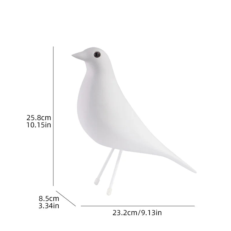 White bird-shaped object with dimensions indicated on a white background