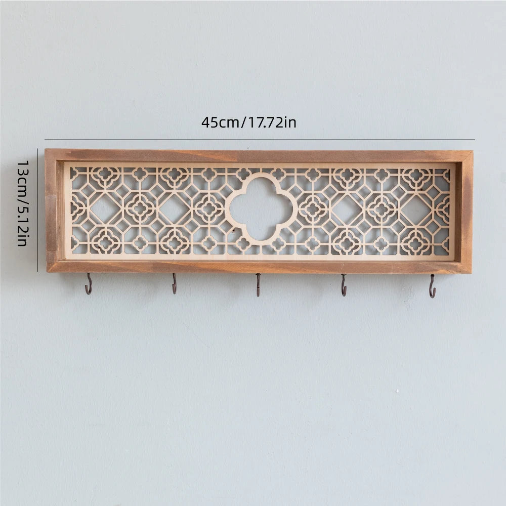 Cute Wooden House Key Hook Shelf – Decorative Wall Storage