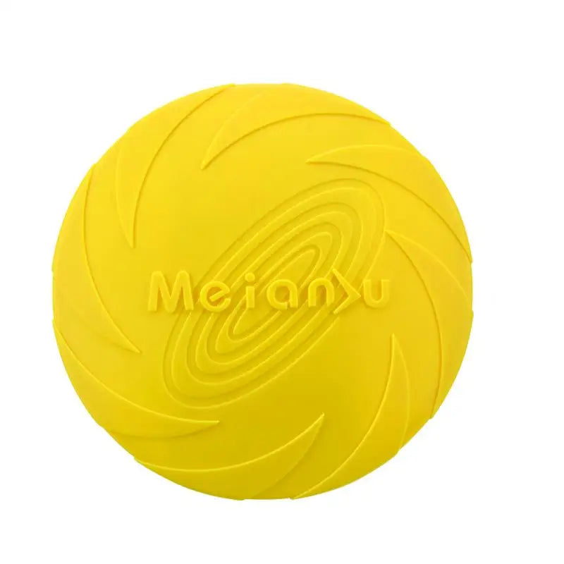 Yellow frisbee with 'Metanu' branding on a white background