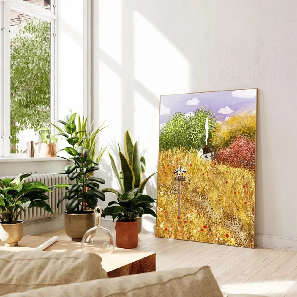 Scenery sticky wall poster self adhesive landscape art print