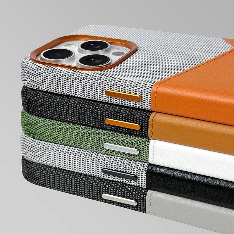Stack of phone cases in various colors on a gray background