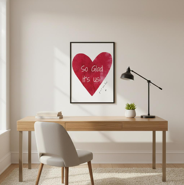 Minimalist Romantic Wall Art Printable – “So Glad It’s Us” Digital Download PDF Print