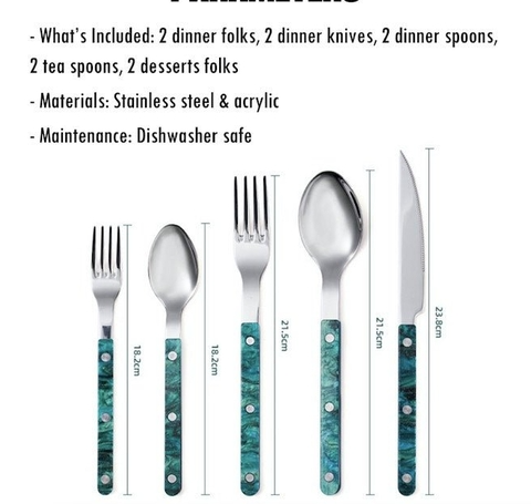 10-Piece French-Style Flatware Set – Marble Handle Bistro Cutlery