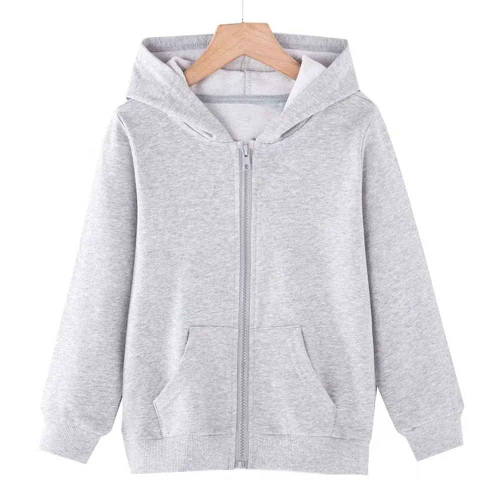 Gray hoodie on a hanger against a white background