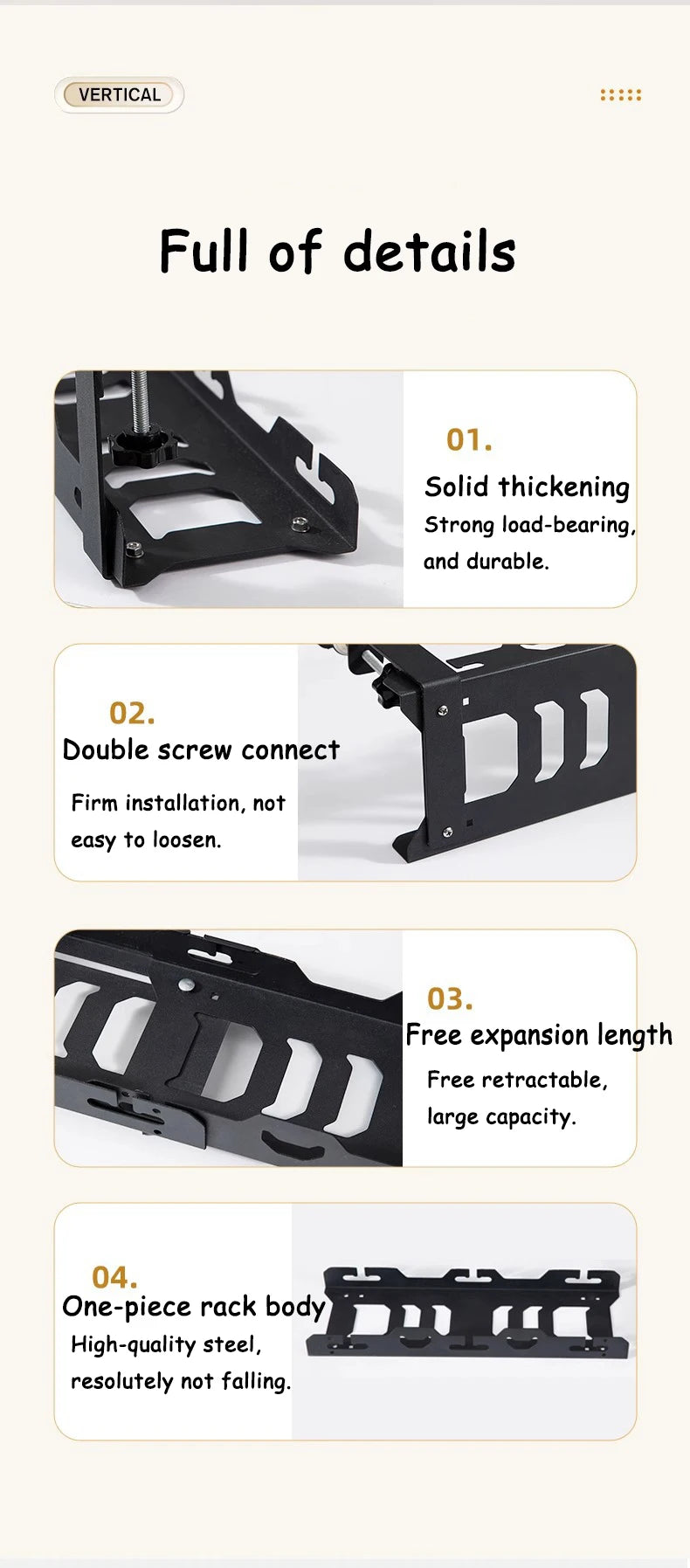 Product features with text on a white background