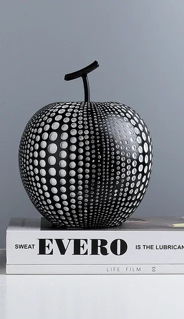 Modern Minimalist Resin Apple Decoration – Black & White Contemporary Home Decor