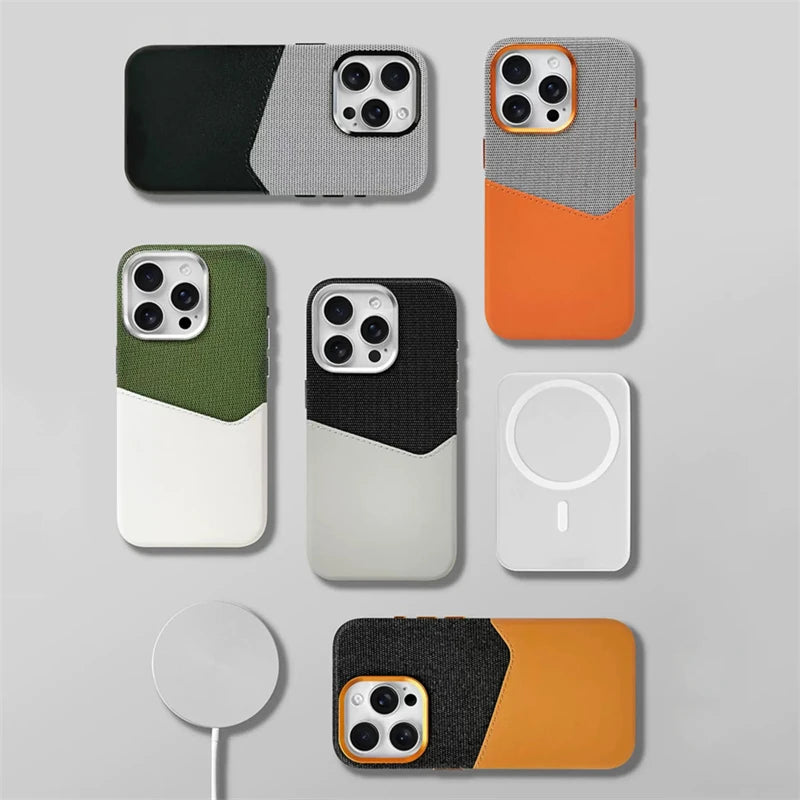 Collection of phone cases with different color combinations on a light gray background