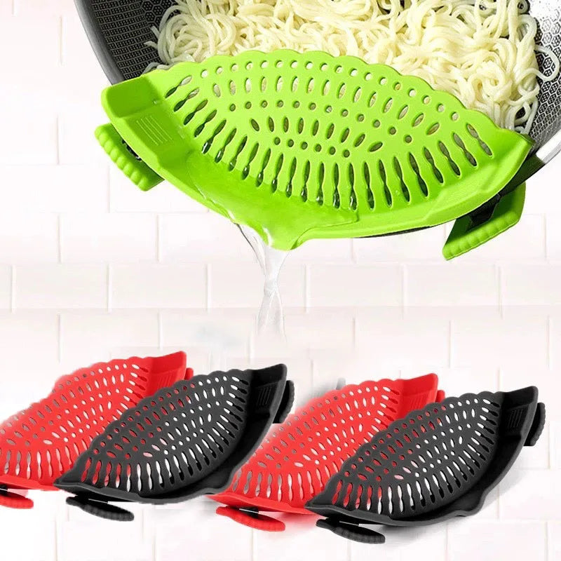 Silicone Clip-On Pot Strainer – Flexible Kitchen Colander Filter