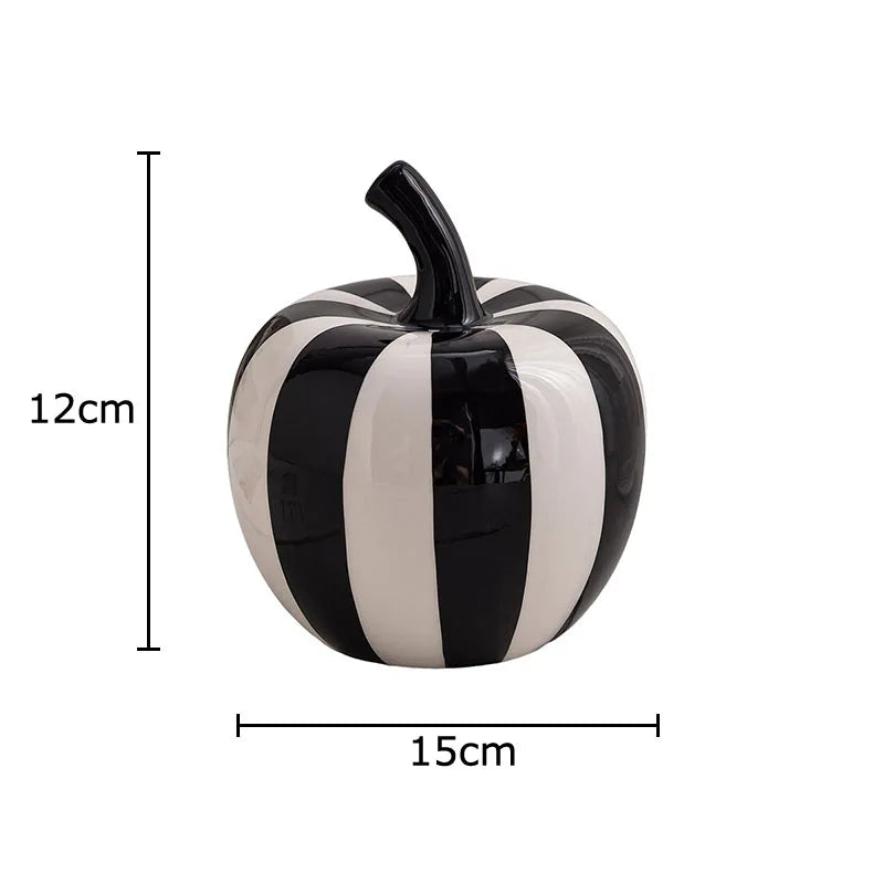 Black and white striped pear with measurements on a white background