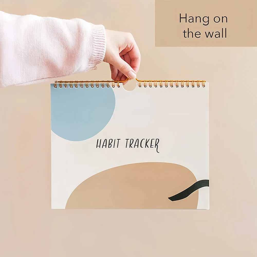 Habit tracker with abstract shapes on a beige background