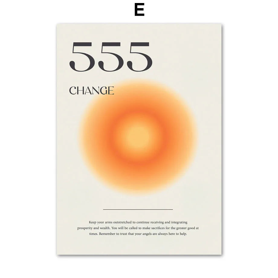 Poster with '555 Change' text and an orange circular design on a beige background