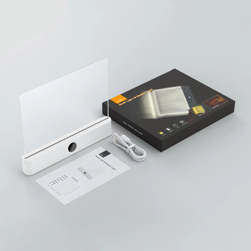Product packaging with white device, black box, and cable on a light gray background