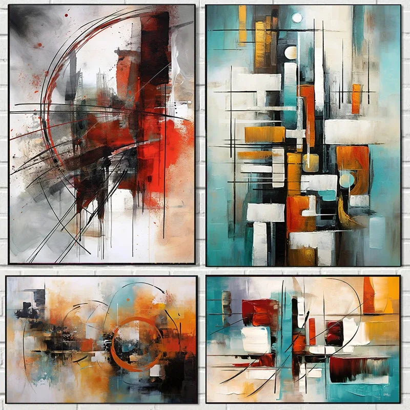 Classic abstract wall art poster print featuring modern colourful abstract design in matte finish