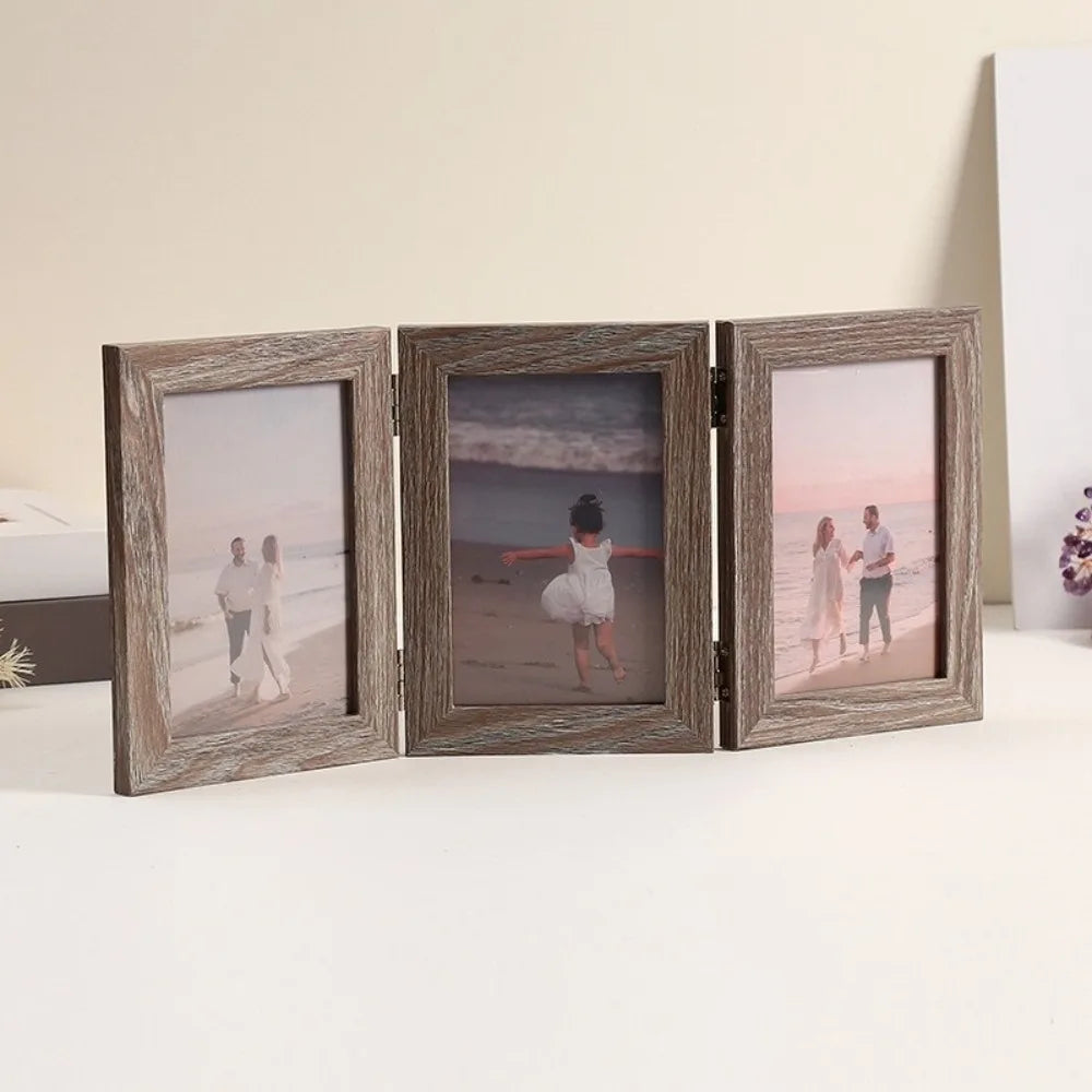Triple Folding Photo Frame - Modern Wooden Picture Frame