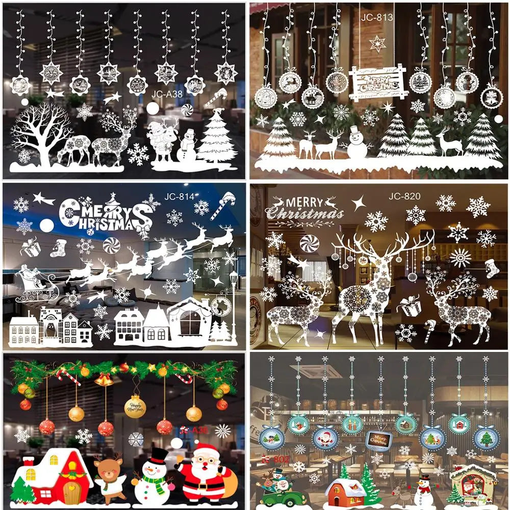 Christmas Window Stickers – Festive Santa, Snowman & Reindeer Designs (Multiple Styles)