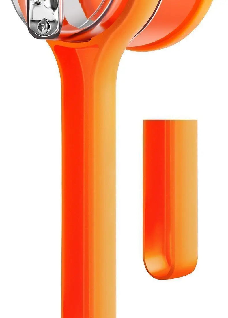Close-up of a transparent orange kitchen tool on a white background
