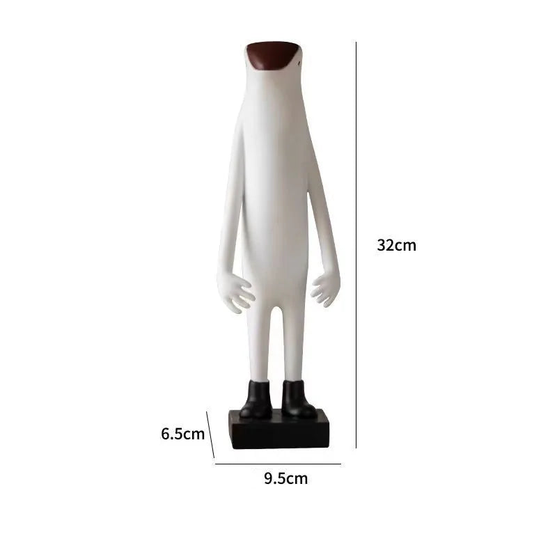 White figurine with dimensions labeled on a white background