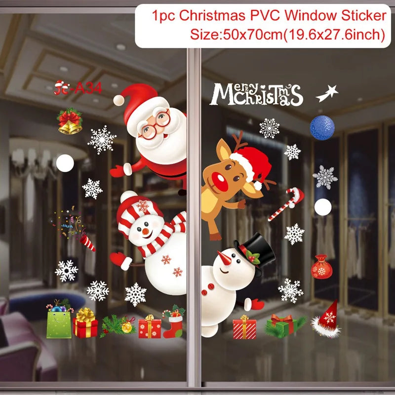 Christmas Window Stickers – Festive Santa, Snowman & Reindeer Designs (Multiple Styles)