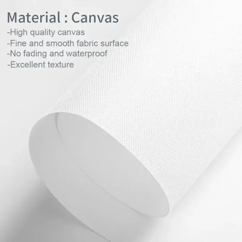 Canvas material with text highlighting its qualities on a light gray background