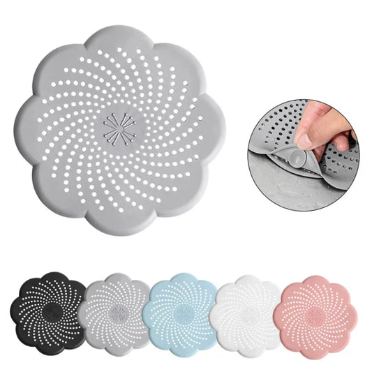Silicone shower hair catcher drain cover with suction cup for bathroom and sink use