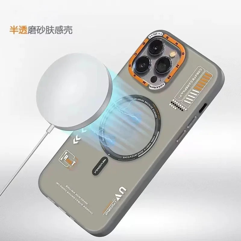 Smartphone with a transparent case on a white background