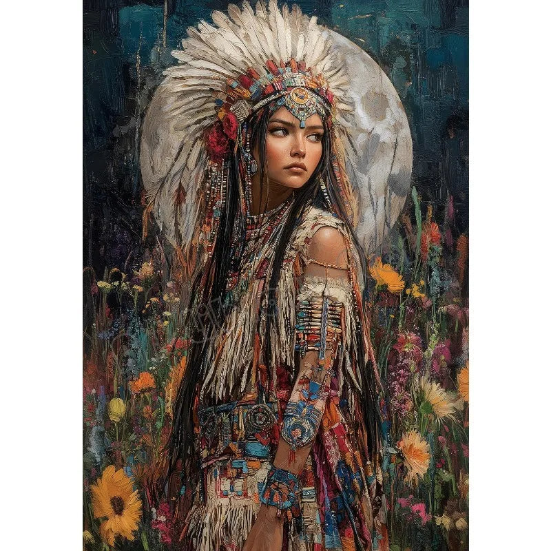 Abstract Mythology Goddess Native American Portrait Wall Art Poster Print