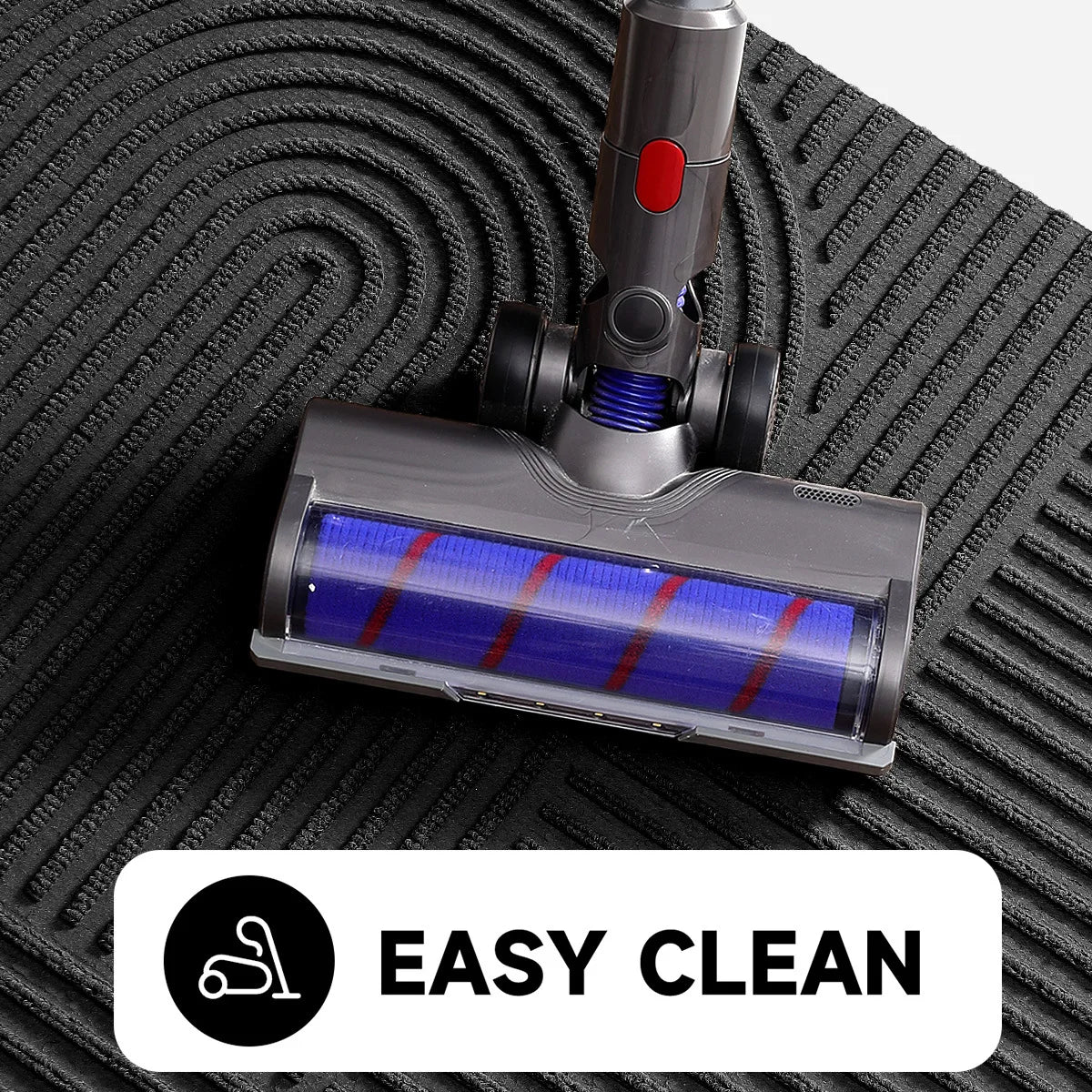 Vacuum cleaner head on a textured surface with 'Easy Clean' label
