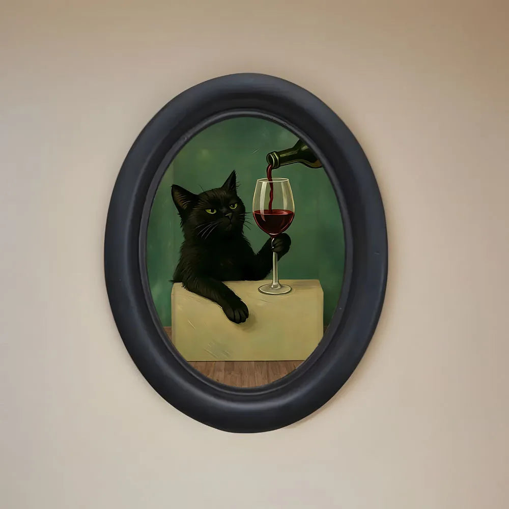 Black Cat Wall Decor – Funny Framed Mini Cat Art