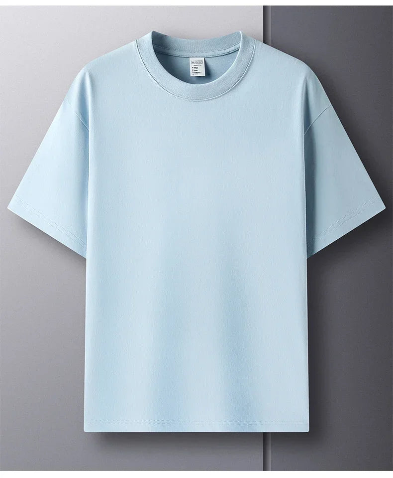 Light blue t-shirt on a gray background