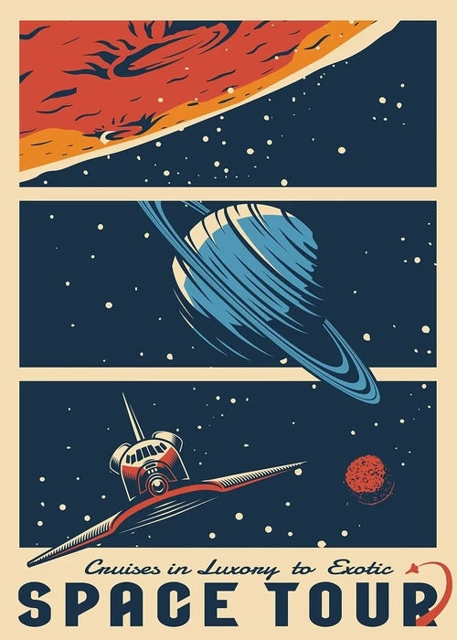 Vintage Space Wall Art – Retro Astronaut & Rocket Illustration Canvas Prints