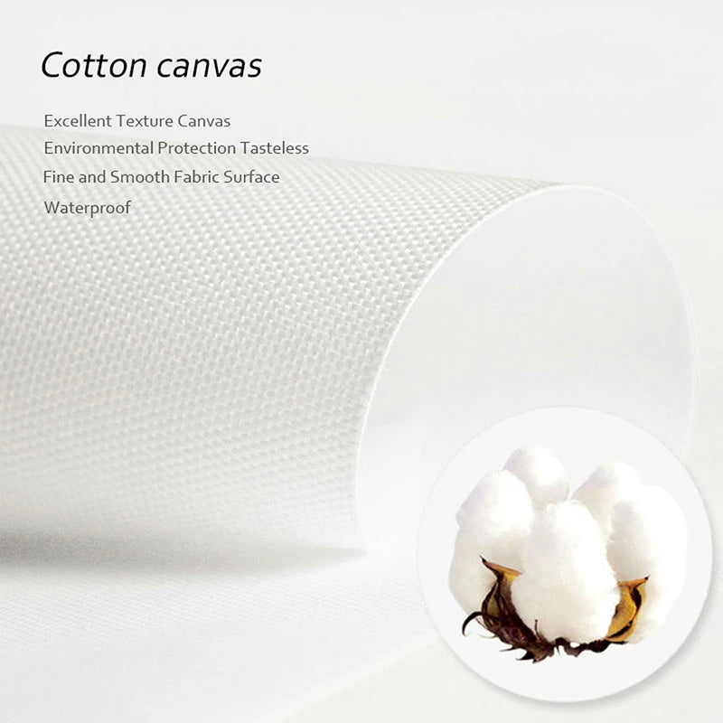 Roll of cotton canvas with a close-up of a cotton boll on a white background