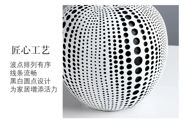 Modern Minimalist Resin Apple Decoration – Black & White Contemporary Home Decor