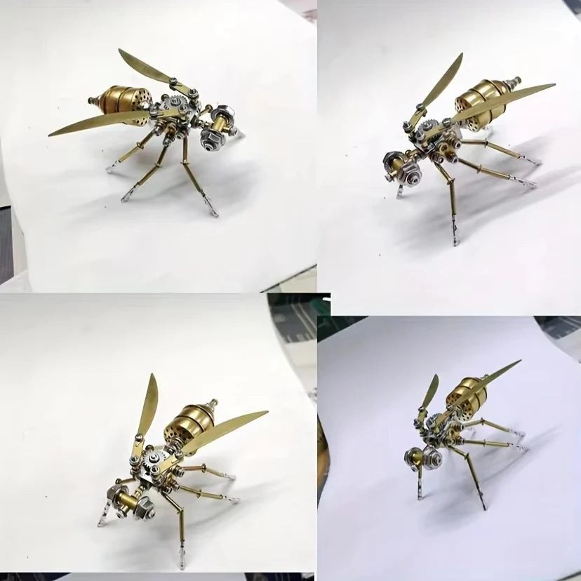 Collage of a mechanical ant model on a white background