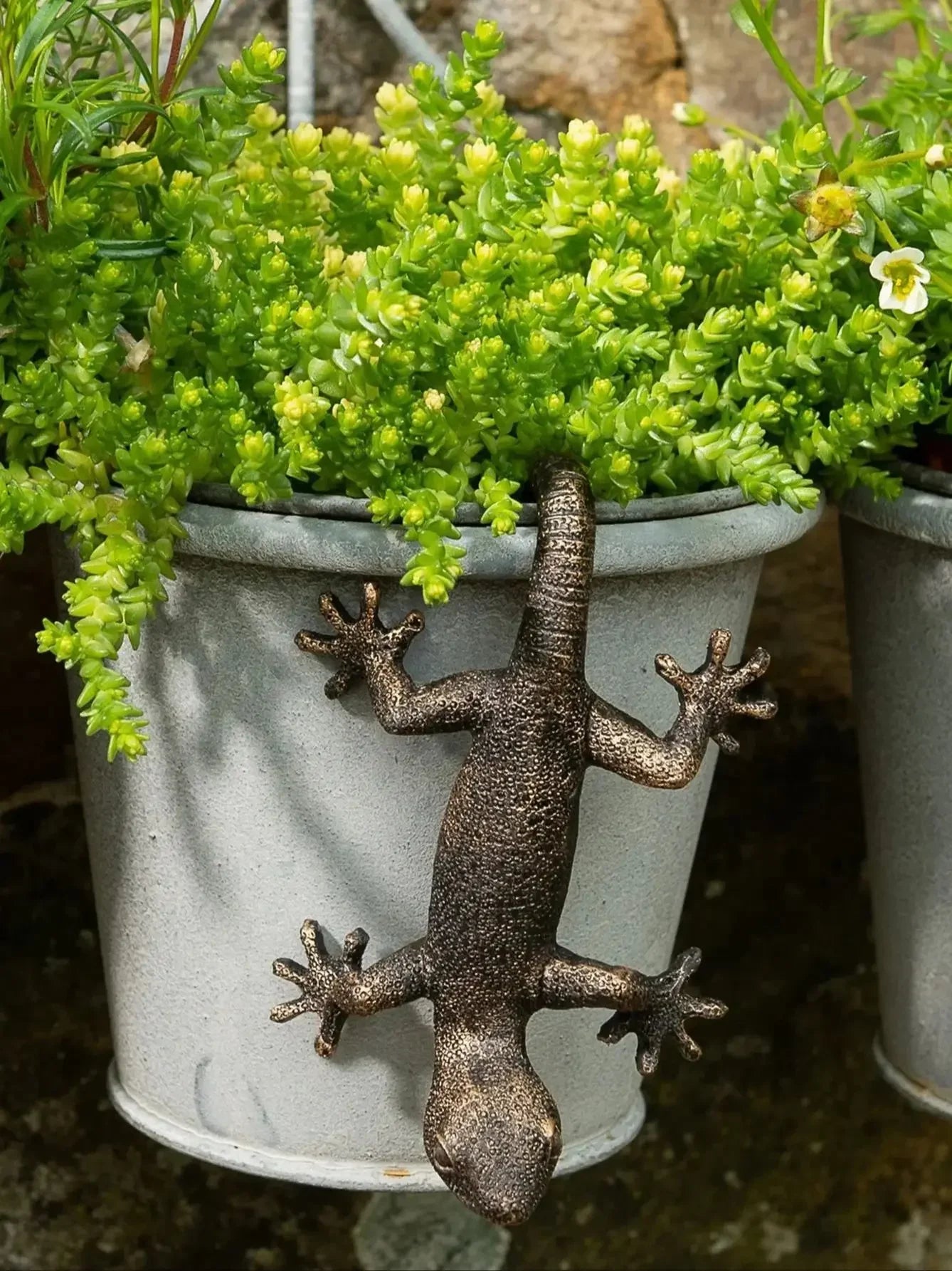 Resin Gecko Figurine Planter Edge Decor Mini Lizard Pot Hanger