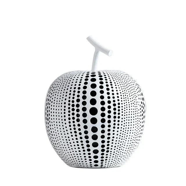 Modern Minimalist Resin Apple Decoration – Black & White Contemporary Home Decor