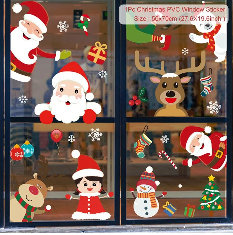 Christmas Window Stickers – Festive Santa, Snowman & Reindeer Designs (Multiple Styles)